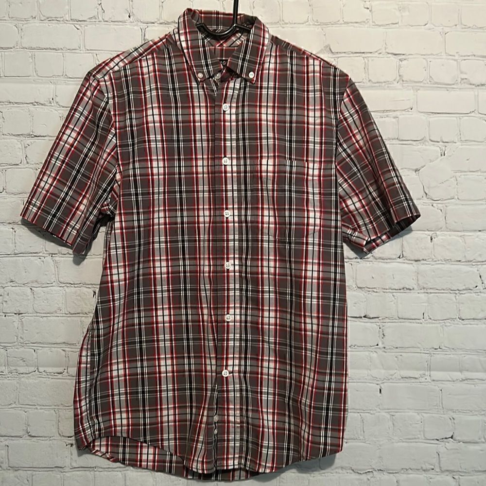 George slim plaid button up shirt Small 34-36